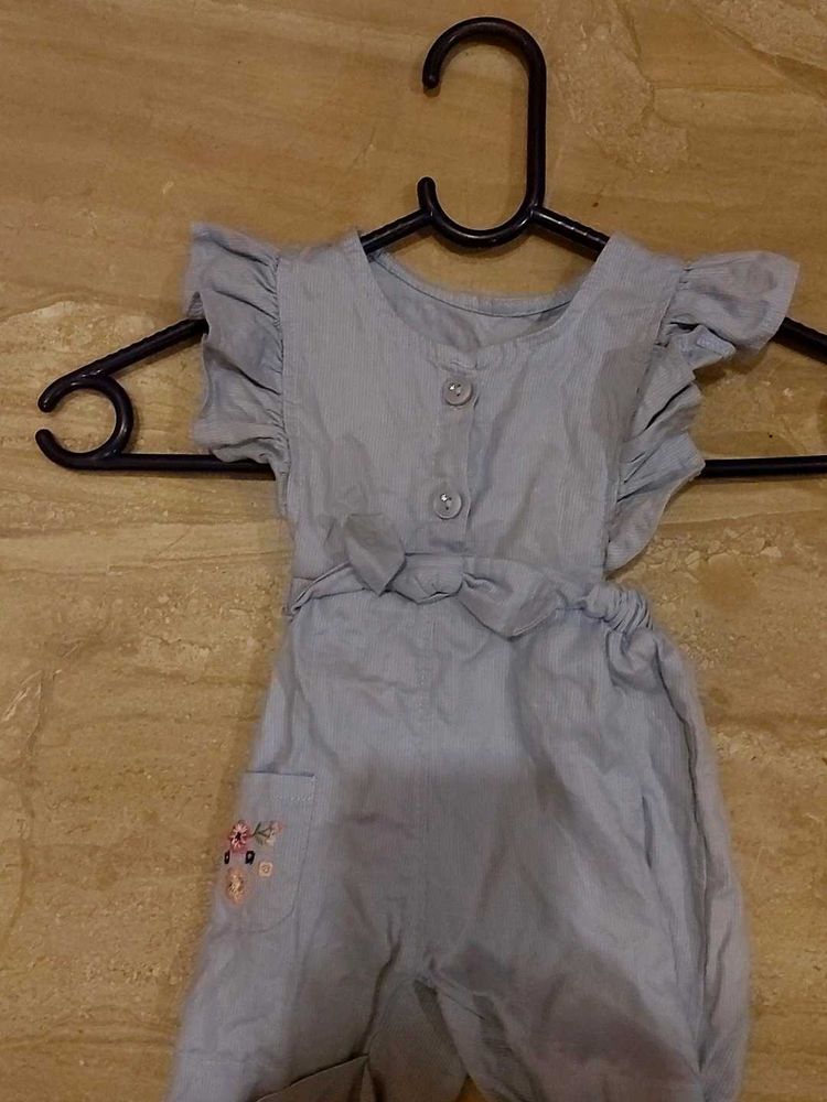 Cute Blue Embroidered Baby Romper