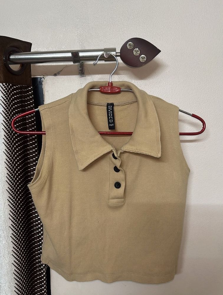 Tan Sleeveless Crop Top