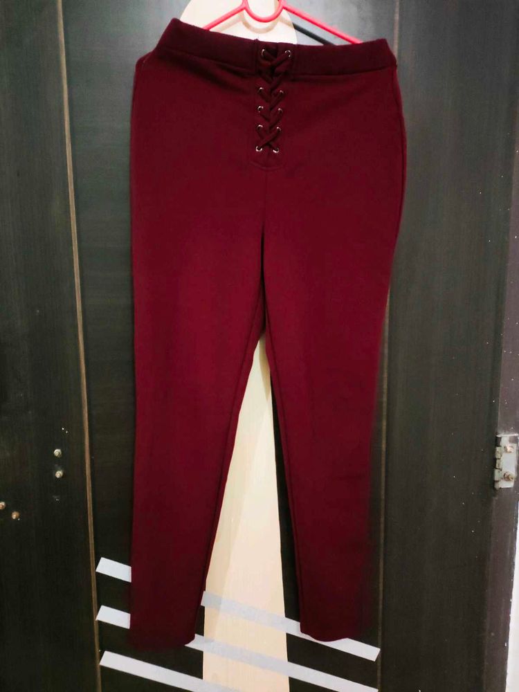 Forever 21 Maroon/Burgundy Colour Active Leggings