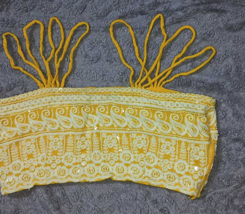 Yellow Embroidered Crop Top