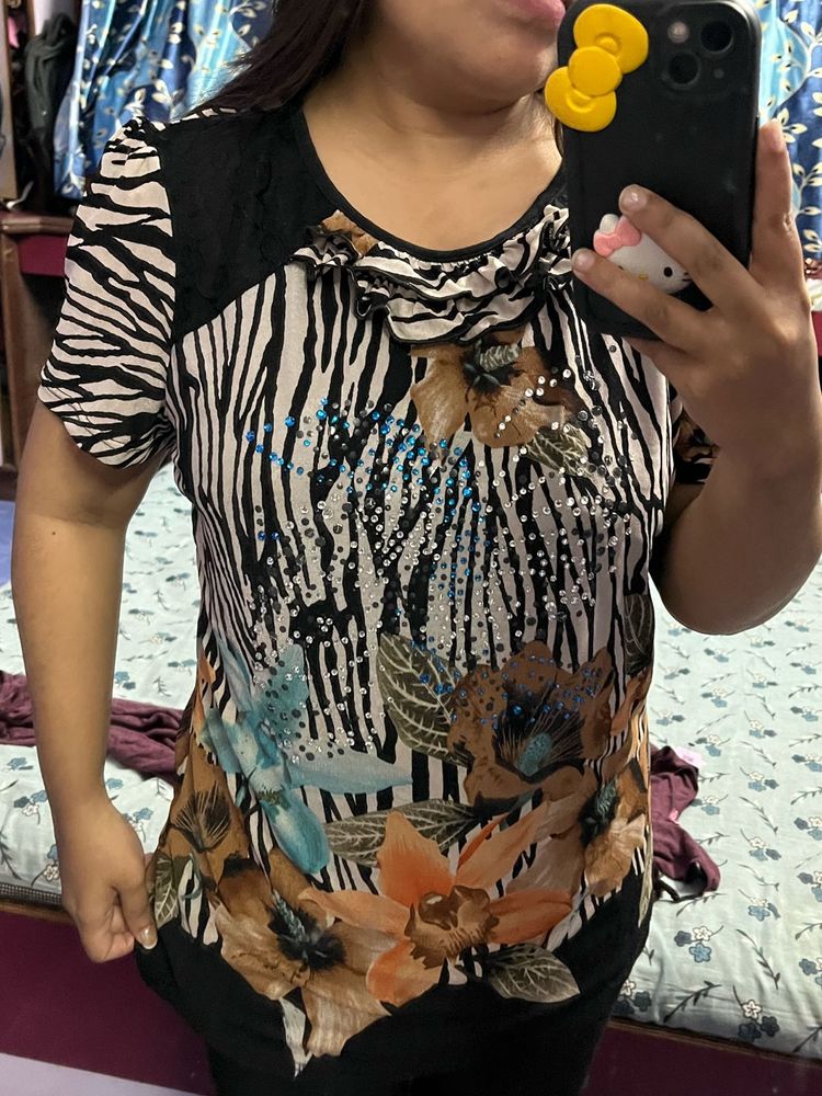 Pintrest korean Floral Print Top