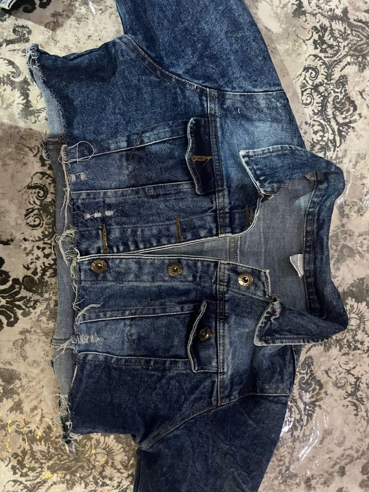 Blue Cropped Denim Jacket