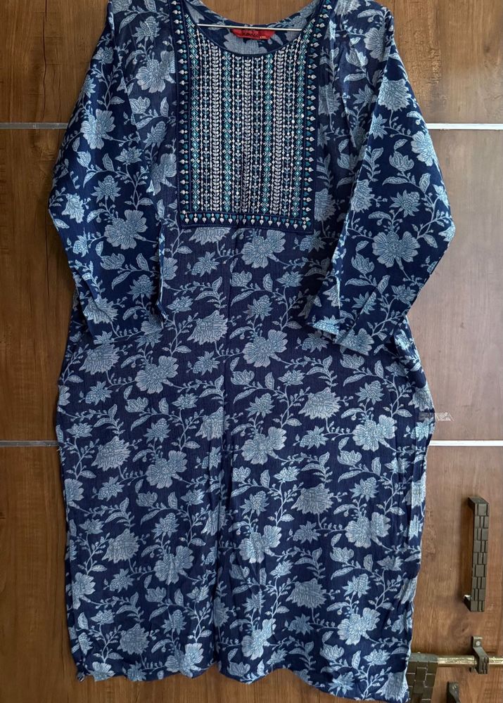 Floral Nevy Blue Kurti