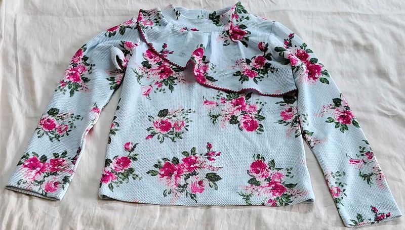 Floral Ruffle Collar Top