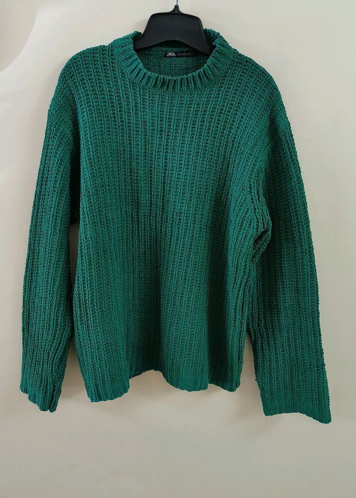 Forest Green Relaxed Crewneck Sweater