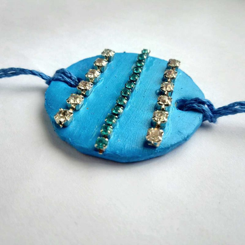 Handmade Blue Rhinestone Rakhi