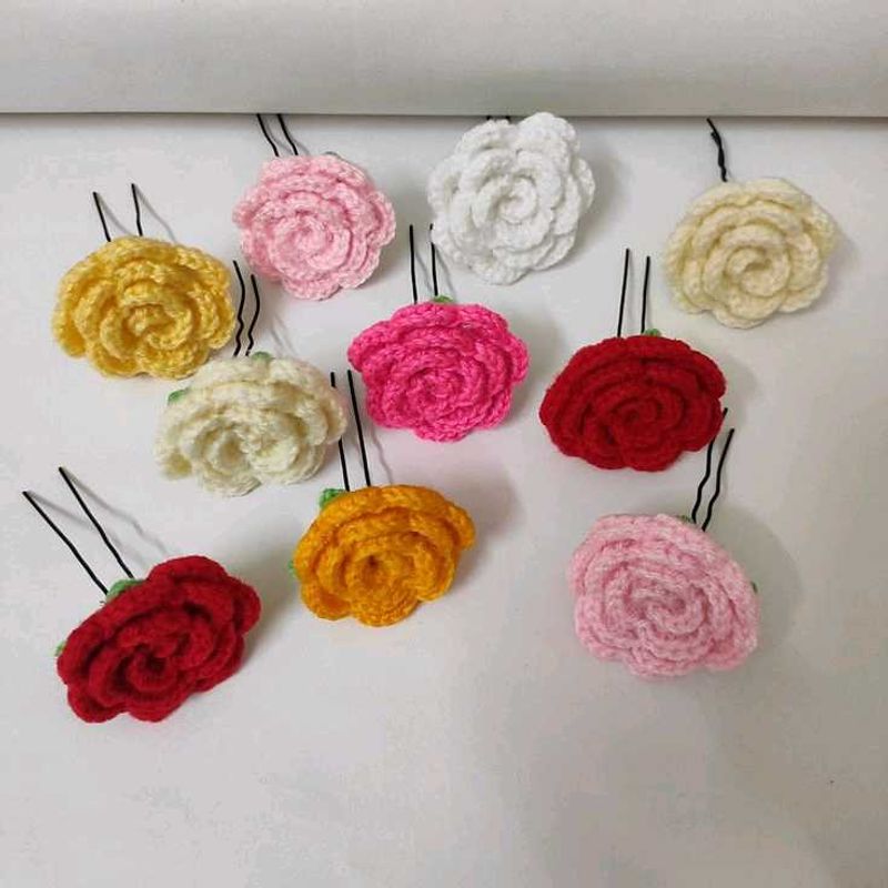 Crochet Flower Hair Pins