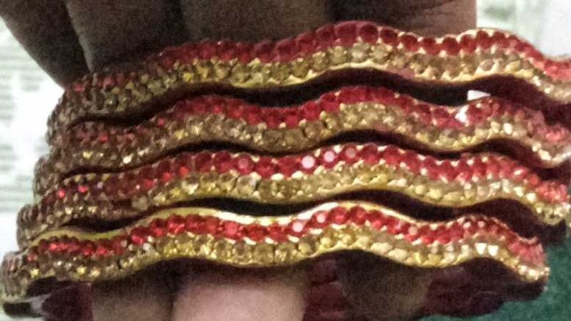 Red &amp; Gold Rhinestone Bangles