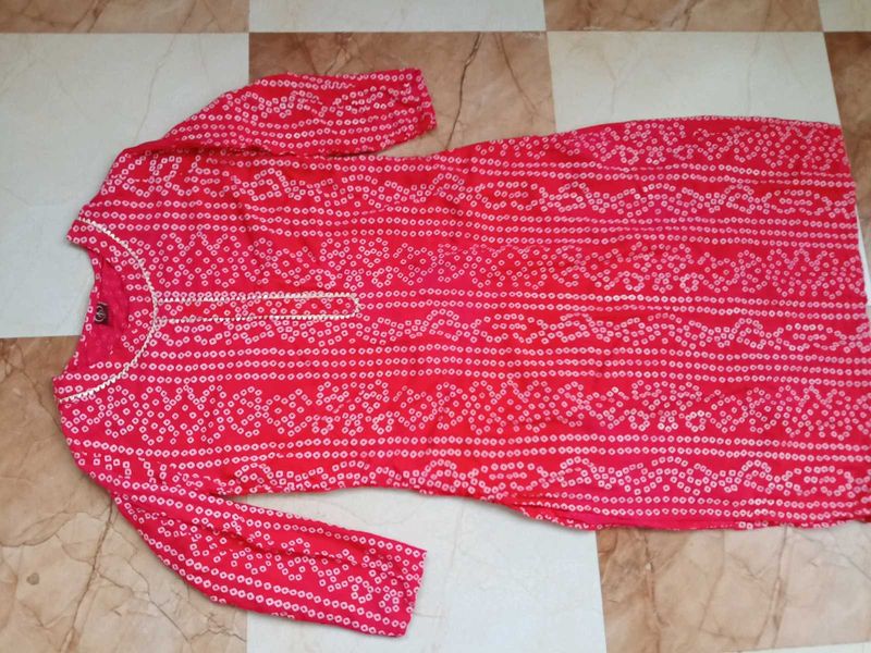 Red Printed Kurta