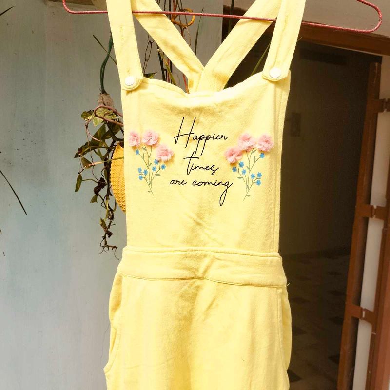 Yellow Floral Overalls