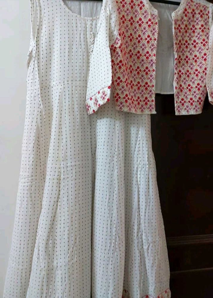 Embroidered Jacket And Long Kurti
