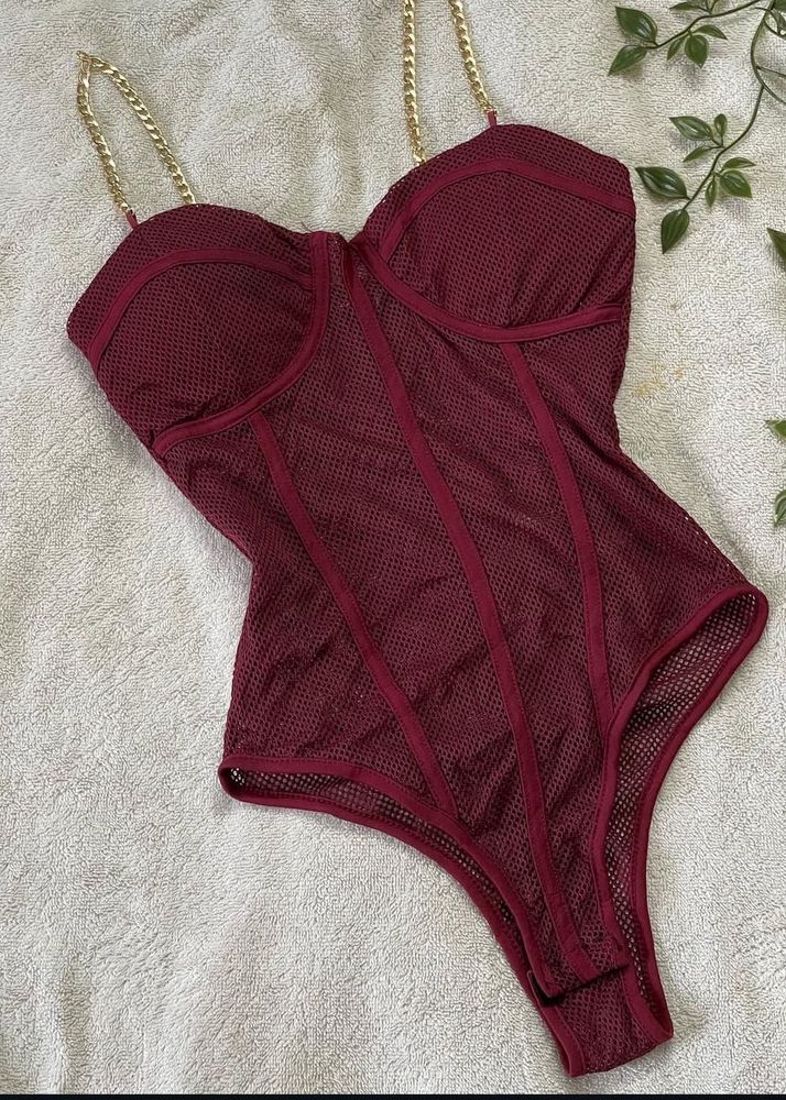 Burgundy Chain Bodysuit