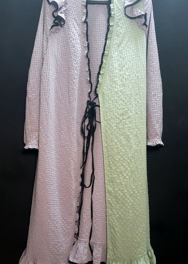 Dobby Georgette Long Dress Front Open