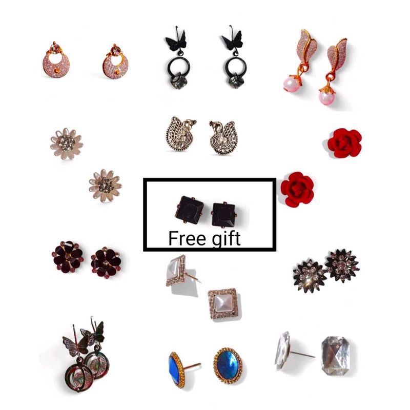 13 Pairs Of College Studs And Earrings Combo