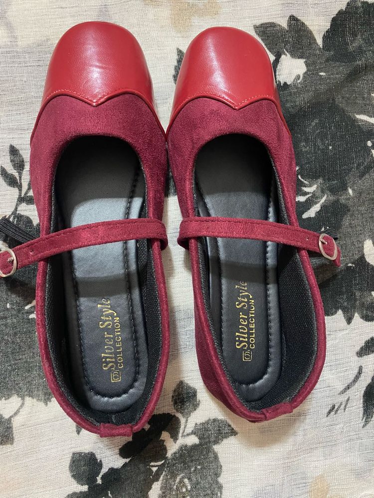 Silver Style Maroon Mary Janes