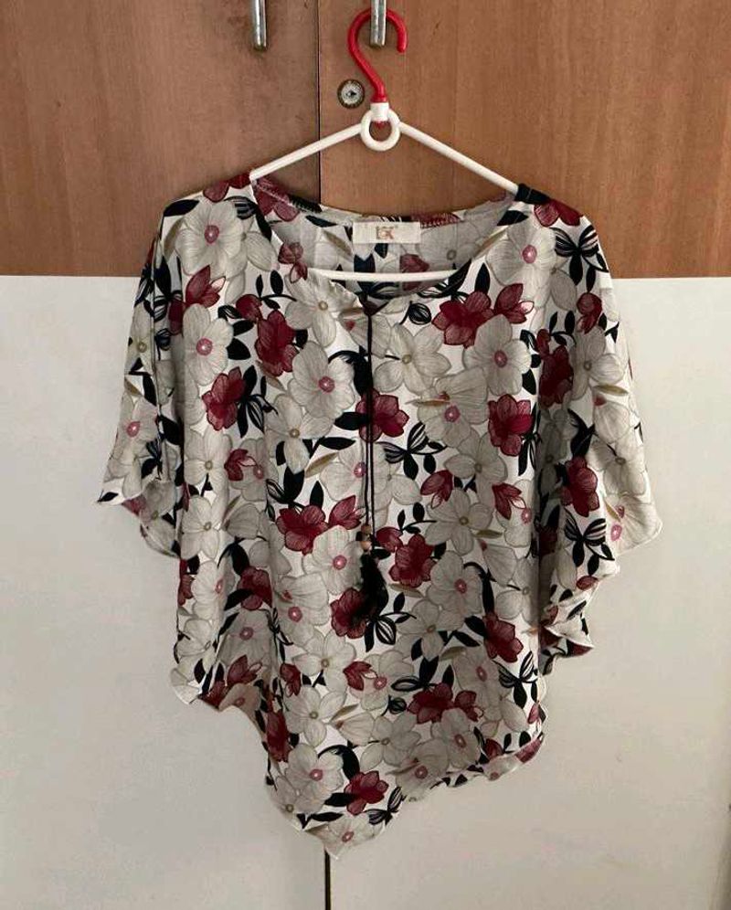 Floral Print Poncho top