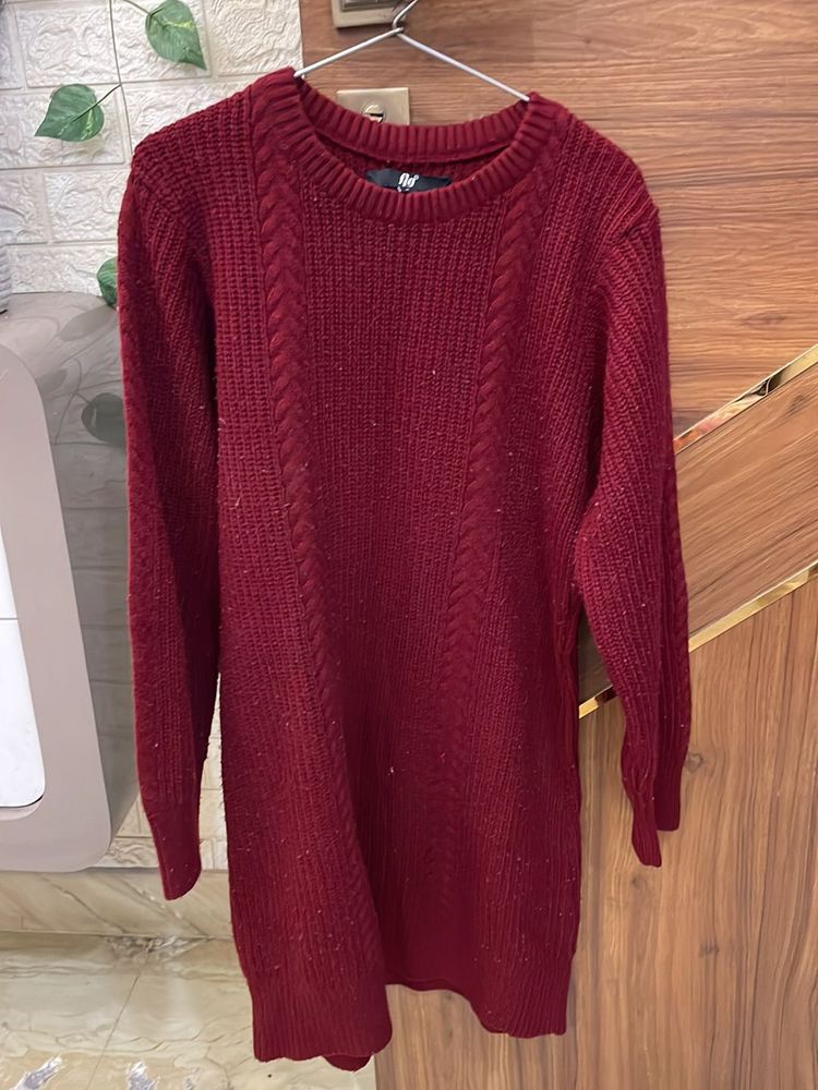 Burgundy Knit Sweater Dress