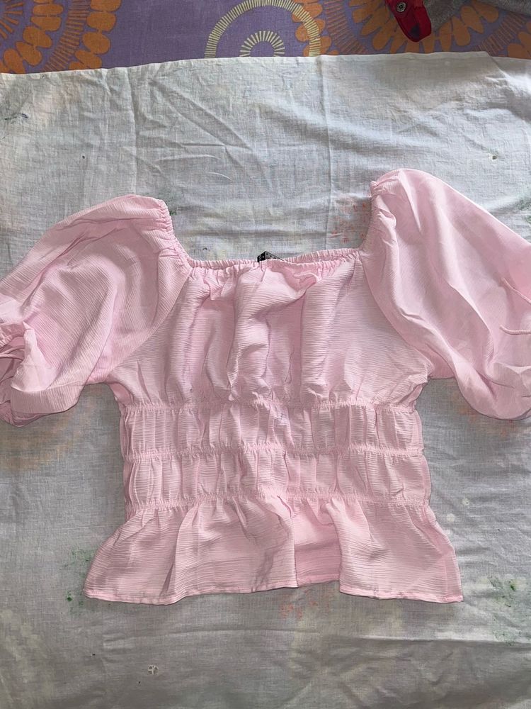 Pink Ruffle Detail Top