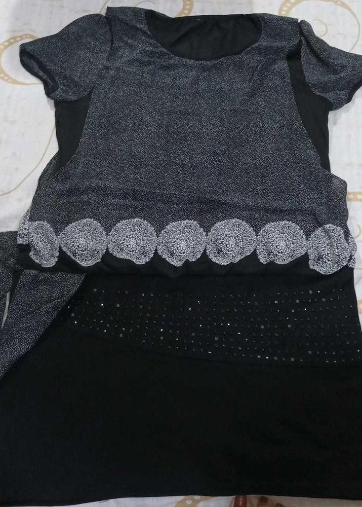 Sparkly Gray &amp; Black Mini Dress