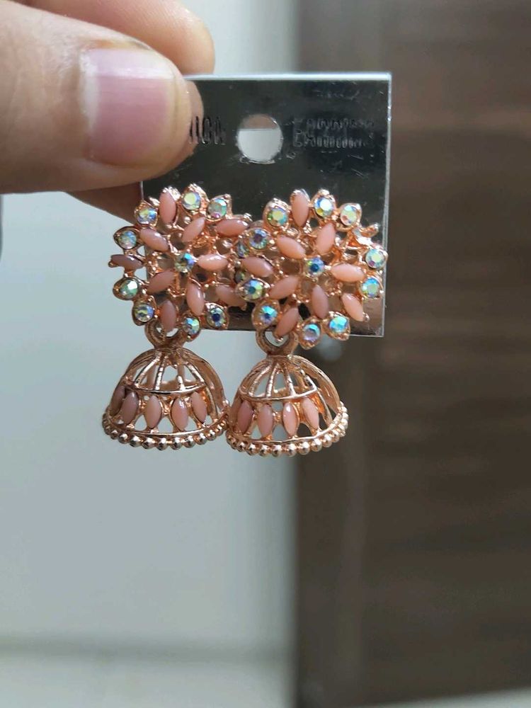 Rose Gold Jhumka Earrings