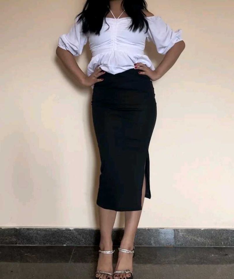 Side Slit Women Long Skirt