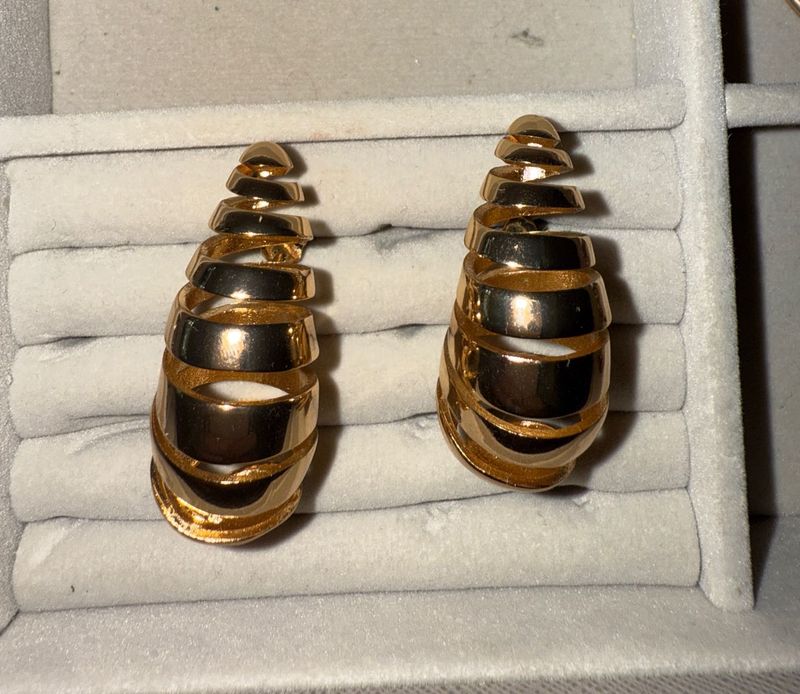 Gold Tone Spiral Earrings