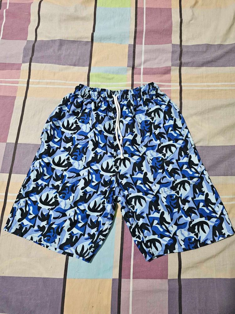 Blue Patterned Shorts