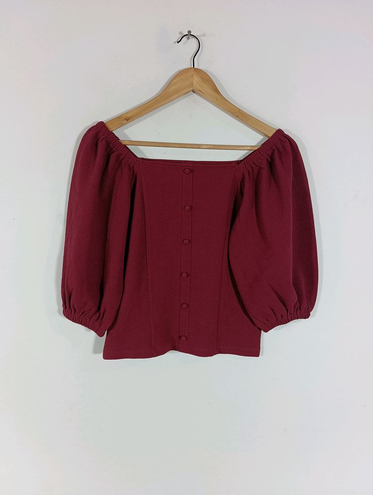 Burgundy Plain Casual Top (Women)