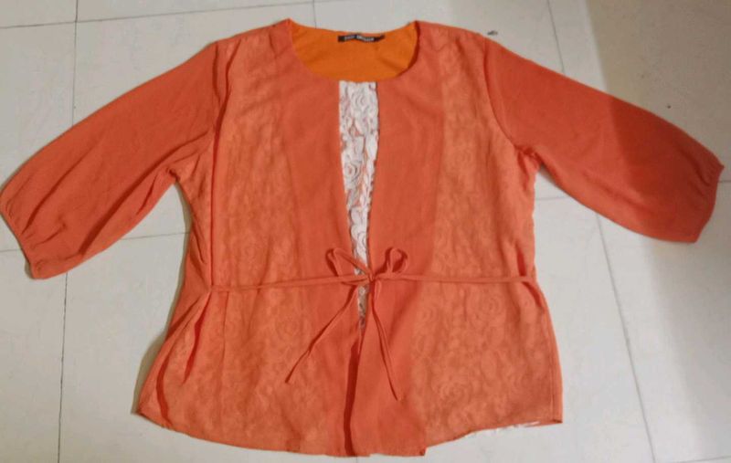 Orange Formal Floral Blouse
