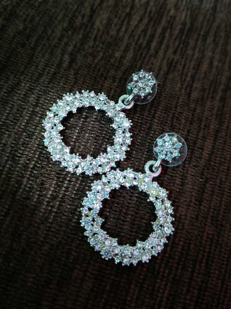 Sparkling Rhinestone Circle Drop Earrings