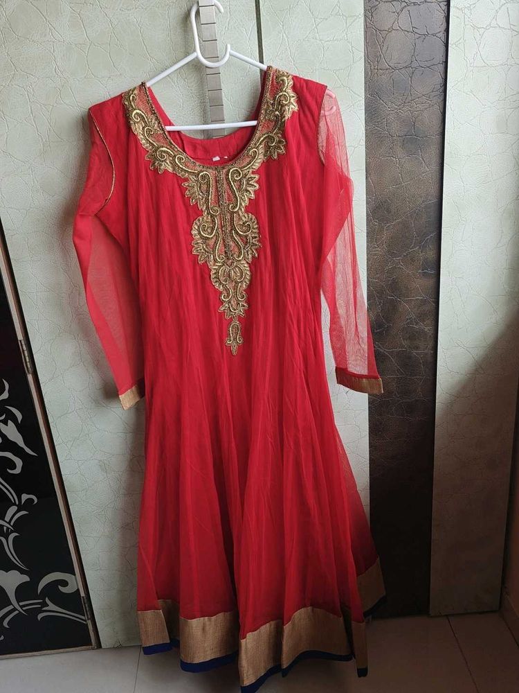 Red Anarkali Kurta With Dupatta