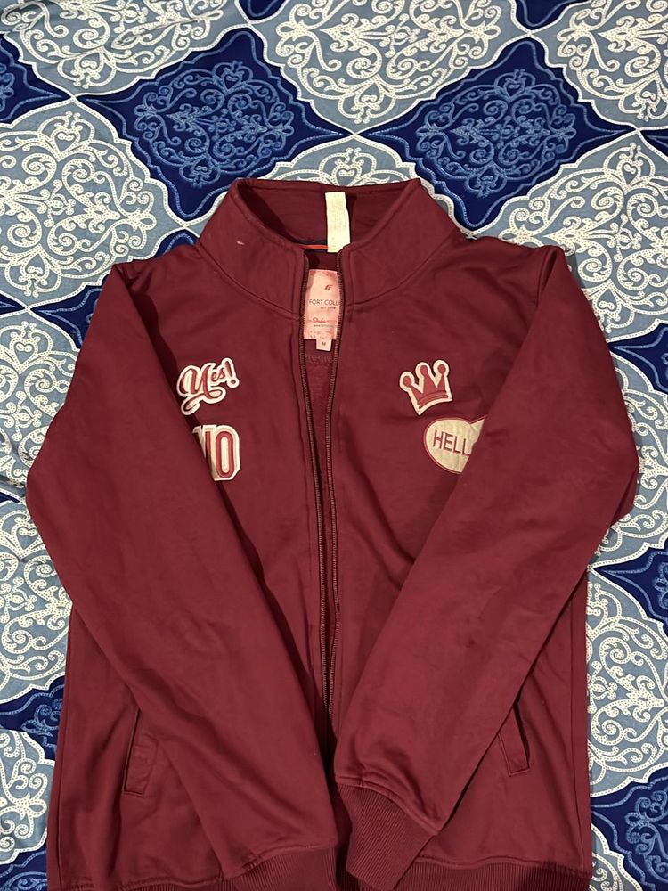 Burgundy Zipper Jacket