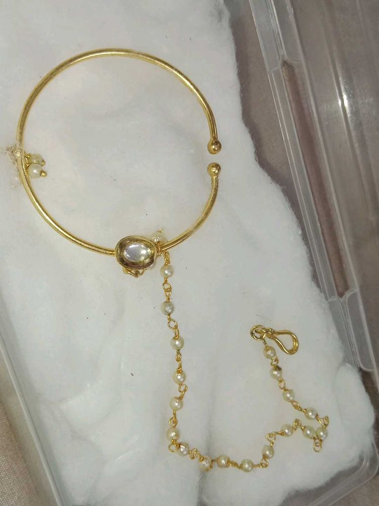 Gold-toned Bangle with Pearl Detail