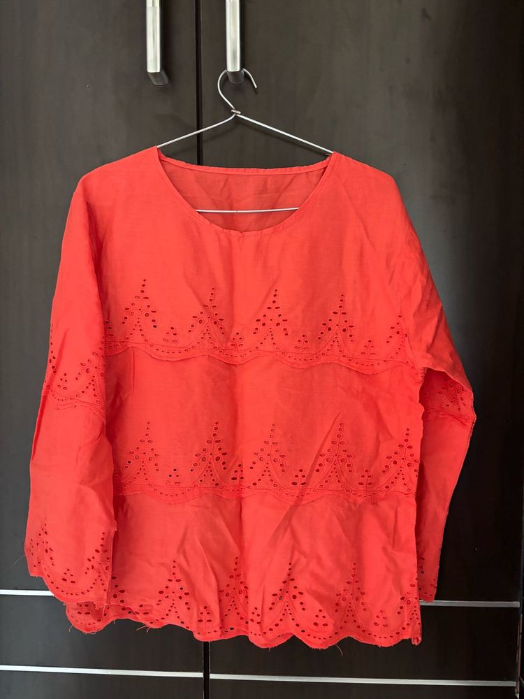 Orange Cutout Detail Top