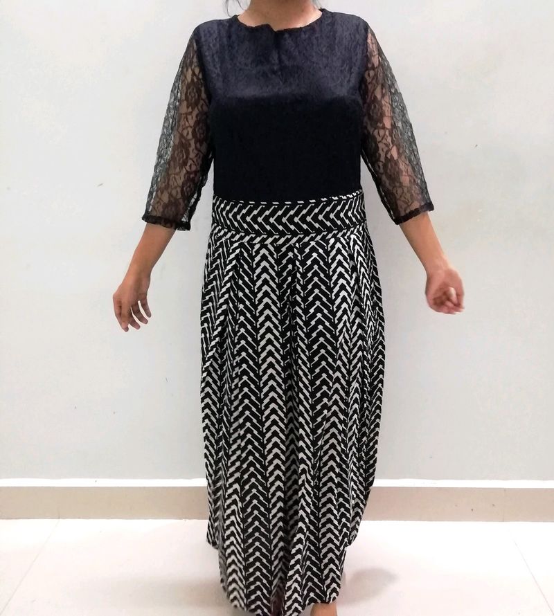 U &amp; F Black N White Long Maxi Dress For Women