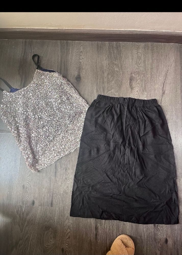 Sequin Top And Skirt Set