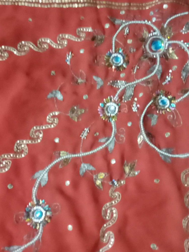Peach Embellished Saree