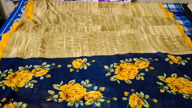 Beautiful Yellow Printed Saare