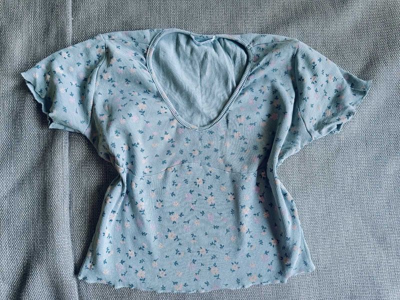 Floral Print Baby Blue crop Top