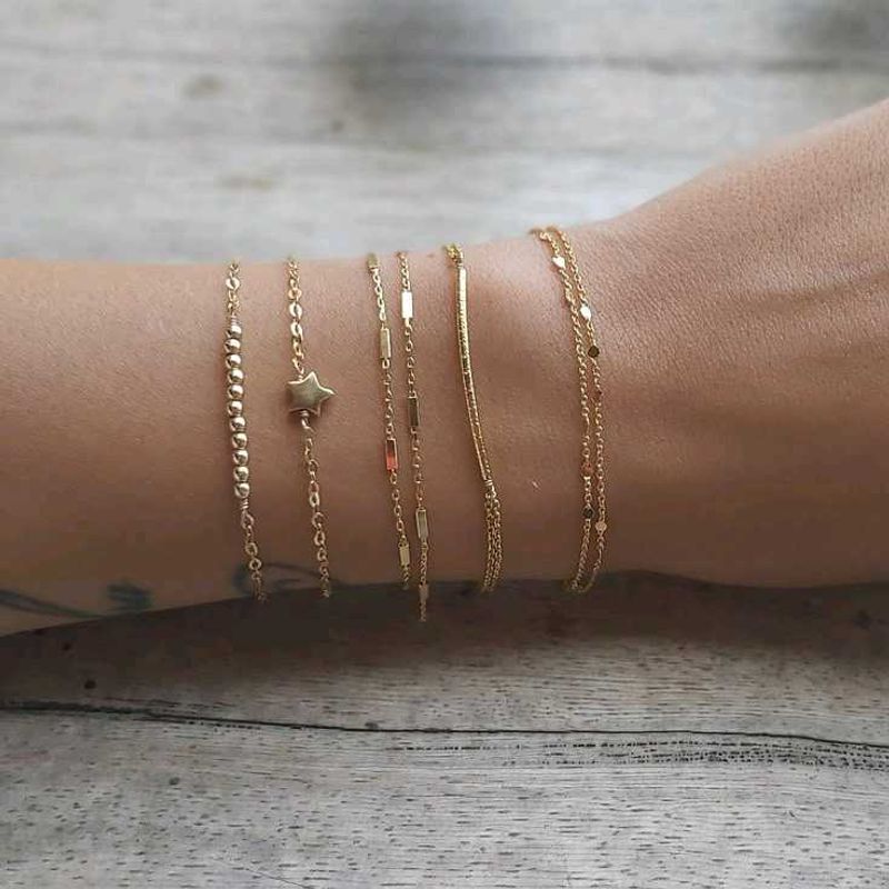 Gold Tone Chain 3 Bracelet combo