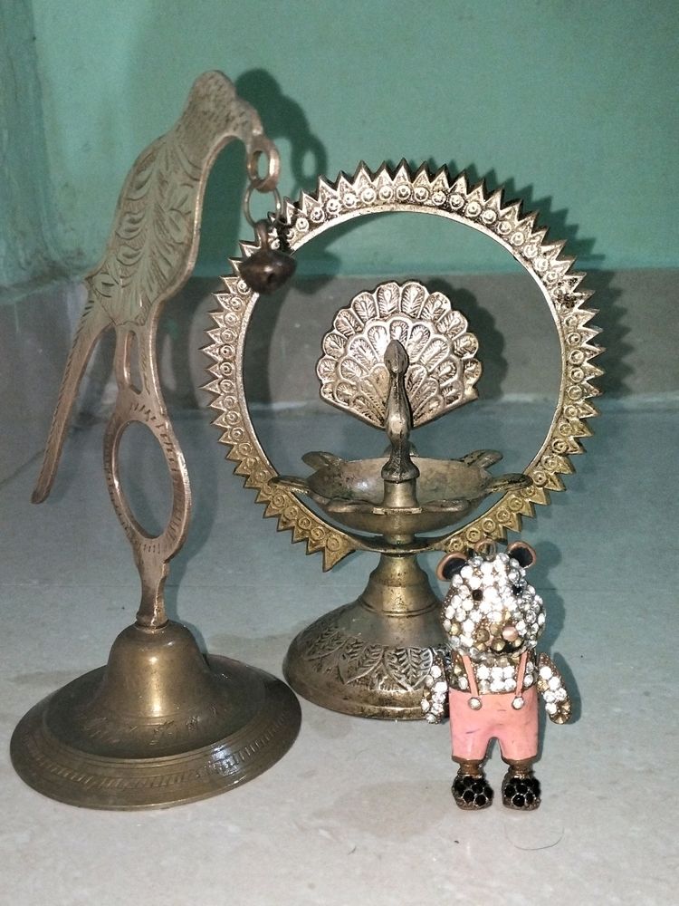 SET OF 3 BRASS INDIAN STATUES