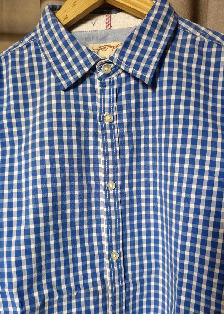 Ed Hardy Blue Gingham Button-Down Shirt