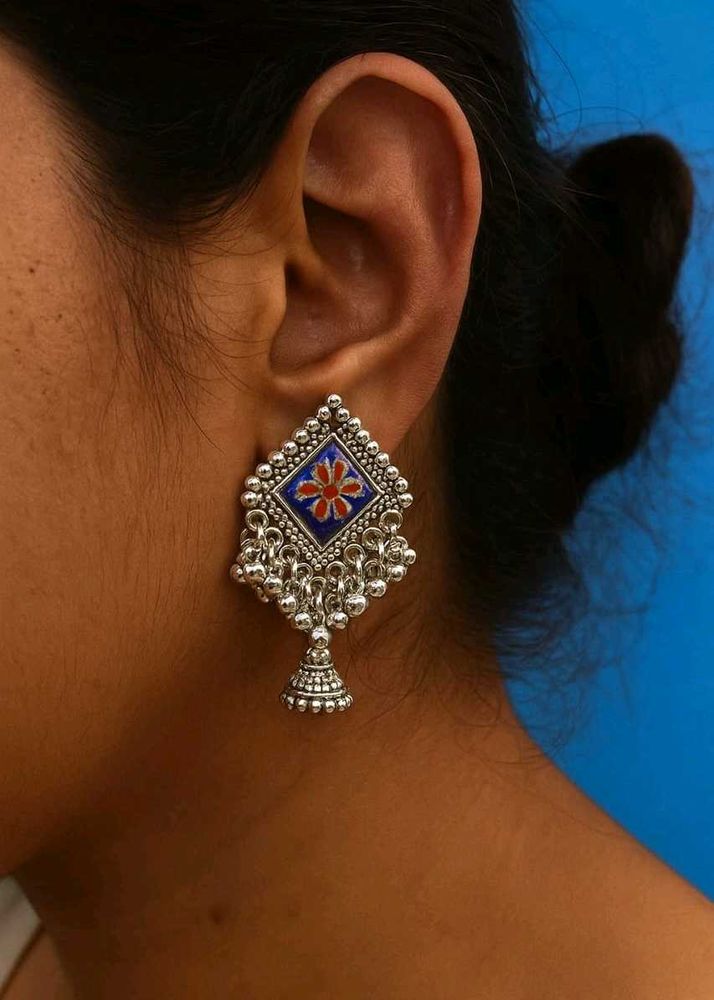 earrings white flower design and jhumka