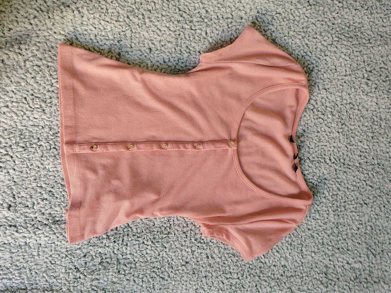 Cute Pink Ribbed Crop Top