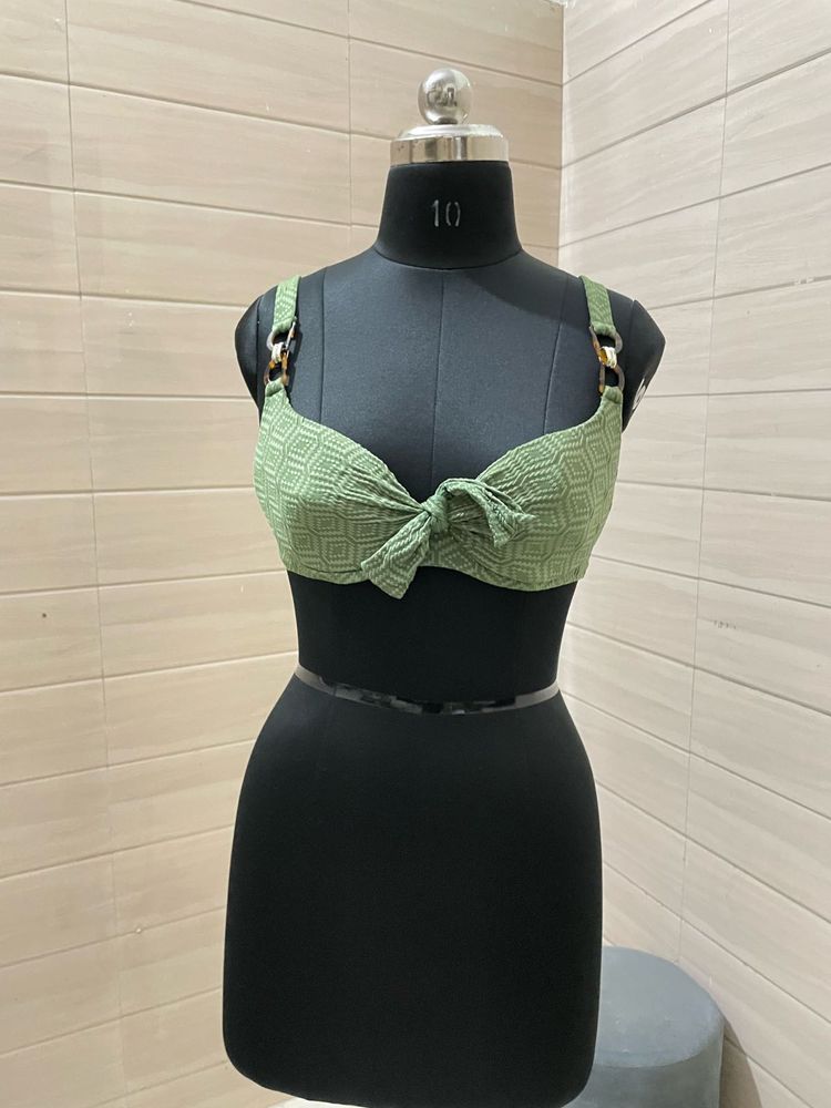 CALZEDONIA Bikini Bra Green Knotted Top