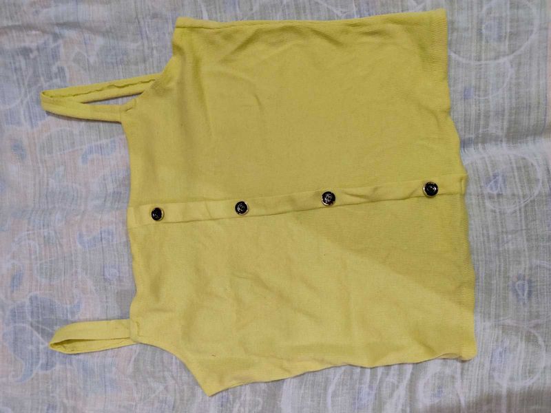 Yellow Button-Detail Tank Top