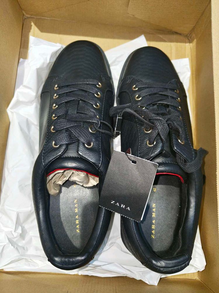 ZARA MEN BLACK LEATHER SNEAKERS 😎🔥👀