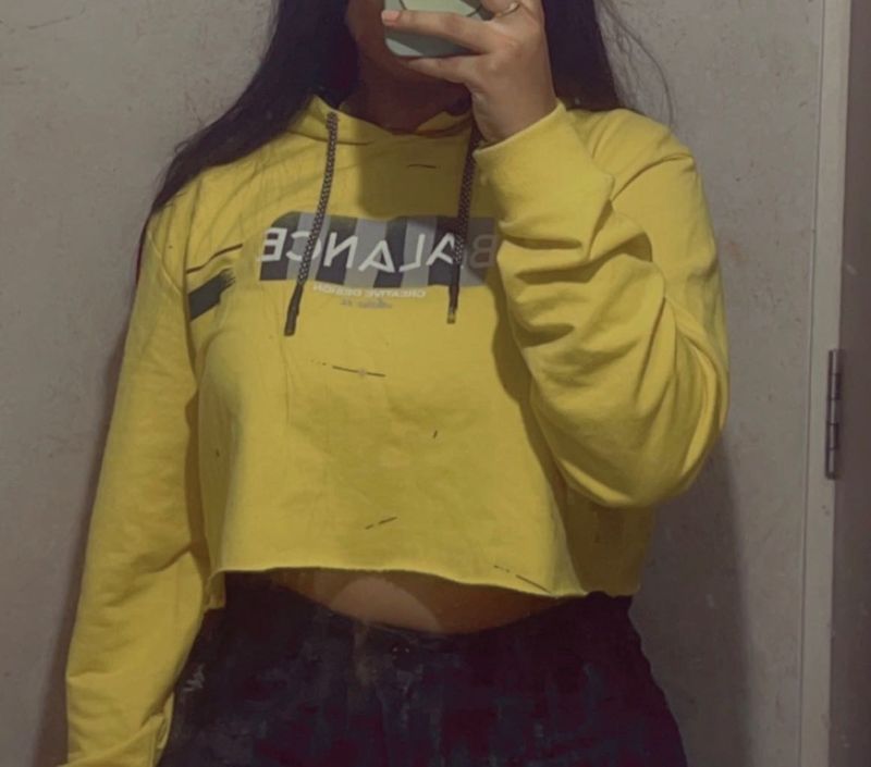 Yellow Cropped Hoodie