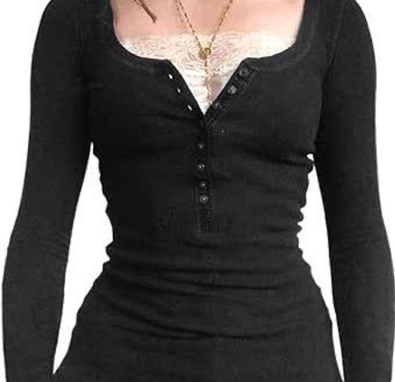 Cute Black Long Sleeve Top