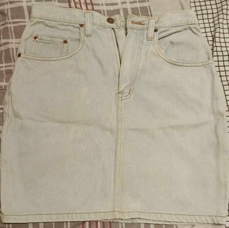 Light Blue Denim Bodycon Skirt